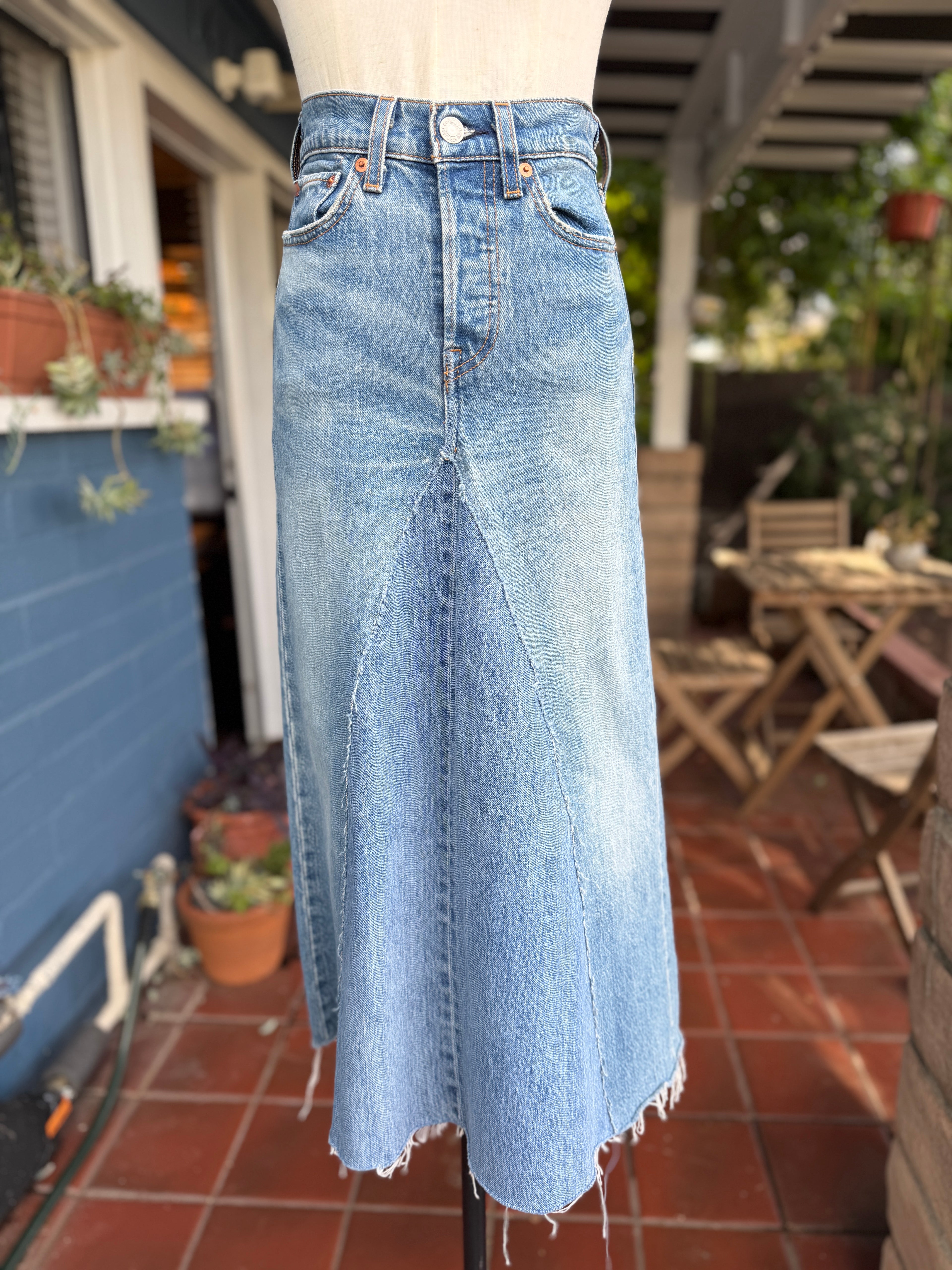 Vintage Blue Levi's Denim Maxi Skirt